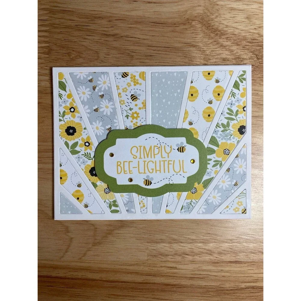 Bee & Flowers Greeting Card – Handmade A2 Card – All Occasion Blank Card